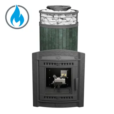 Фото Печь банная "Атмосфера XL" Верде Гватемала ламель+сетка с газовой горелкой в магазине Woodson