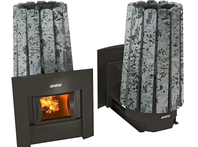 Фото Дровяная банная печь Grill'D Cometa Vega 180 Window Stone Pro (Серпентинит) в магазине Woodson