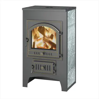 Фото Печь-Камин ВЕЗУВИЙ ПК-01 (205) с плитой талькохлорит 12 кВт (200 м3) Ø 150 мм в магазине Woodson