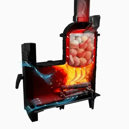 Фото Печь банная "Атмосфера L" в облицовке "Пироксенит ЭЛИТ" в магазине Woodson