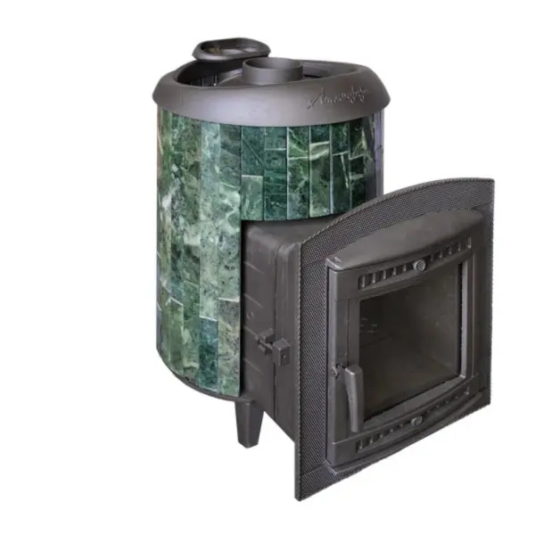 Фото Печь банная "Атмосфера L" в ламелях из натурального камня "Змеевик" наборный в магазине Woodson