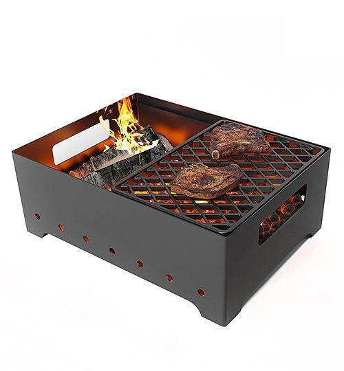 Мангал Везувий "Турист" №2 с чугунной решеткой "СТЕЙК" на подставке