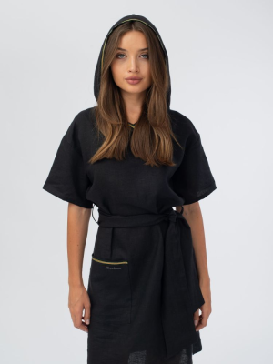 Платье банное Woodson, чёрный лён (48)