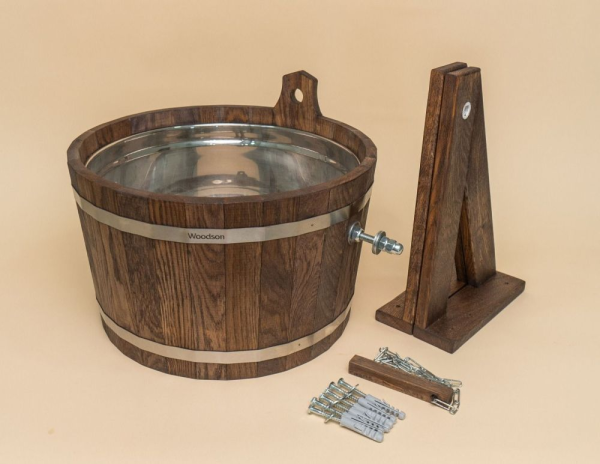 Обливное устройство Woodson с нержавеющей вставкой, 17 л., дуб в темном
