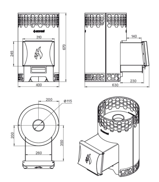 Фото Печь для бани Везувий "Чёрная Пчёлка" в магазине Woodson