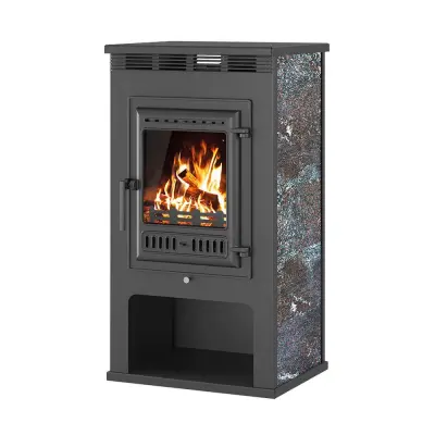 Фото Печь-Камин ASTON 11кВт (180 м3) Ø150мм (Чугунная дверь) Амфиболит в магазине Woodson