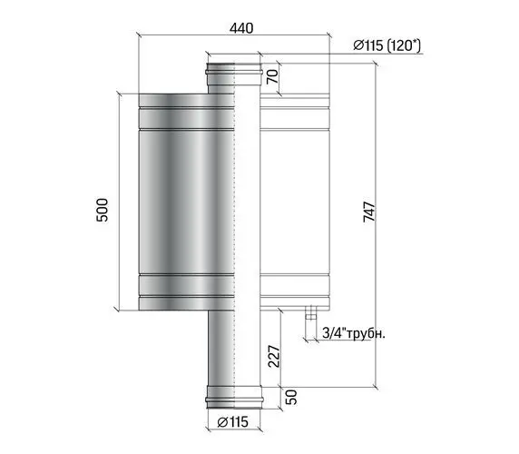 Бак печной 55, 430-0.8 мм, 115/D115 (К) Бак печной 55, 430-0.8 мм, 115/D115 (К)